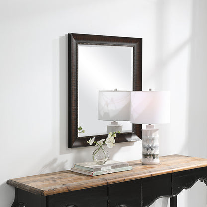 Wythe - Burnished Wood Mirror - Dark Brown