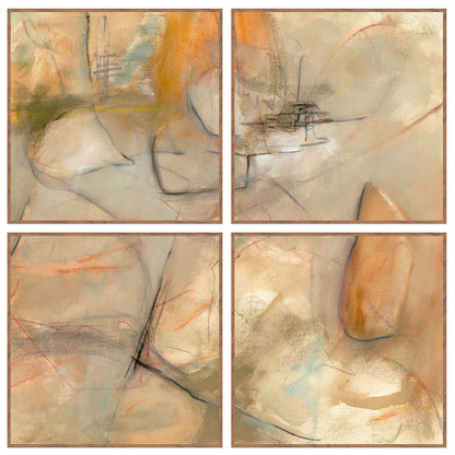 Ochre I - 48" x 48" Painting By Buddy Whitlock (Set of 4) - Walnut