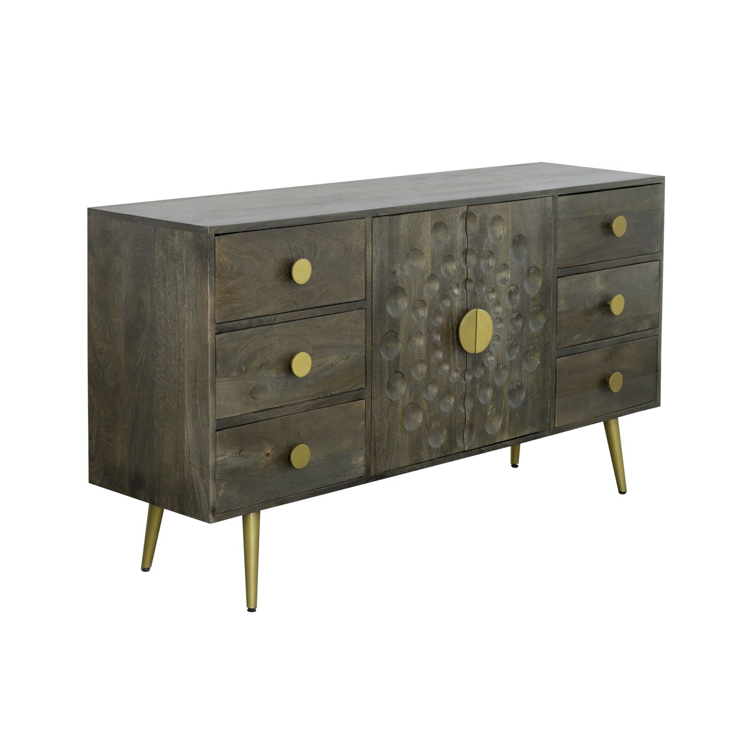 Brooklyn - Two Door Six Drawer Credenza - Chamberline Gray / Gold