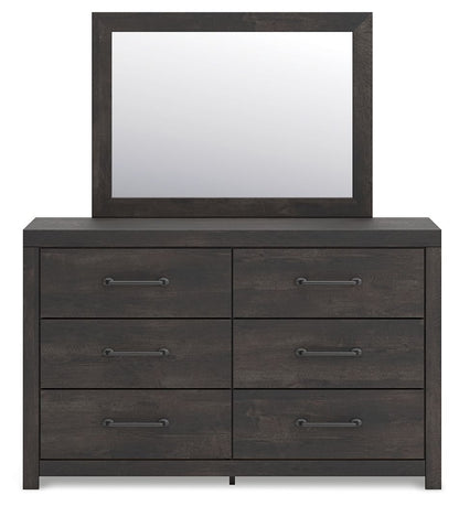 Hollivern - 4 Pc. - Twin Panel Storage Bed, Dresser, Mirror And Chest - Dark Gray