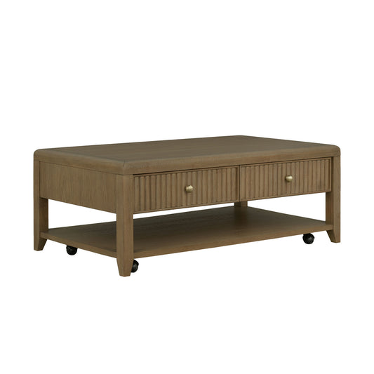 Reed - Rectangular Coffee Table With Casters - Driftwood Oak