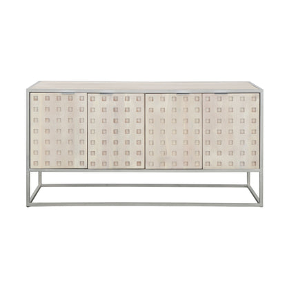 Natalie - Four Door Credenza - Pique White Wash / Metal