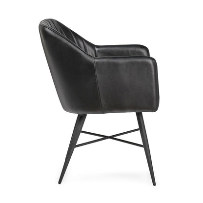 Leon - Leather Dining Chair - Jet Black