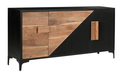 Methone - Four Door Credenza - Natural / Black