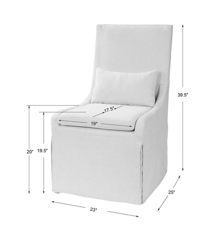 Coley - Linen Armless Chair - White