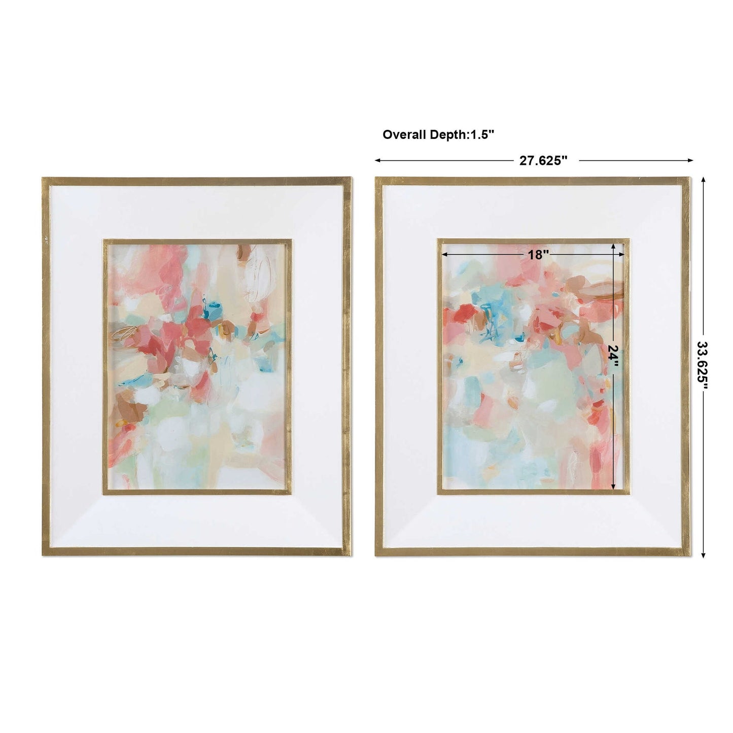 A Touch Of Blush And Rosewood Fences - Art (Set of 2) - Pink
