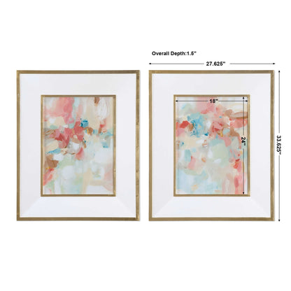 A Touch Of Blush And Rosewood Fences - Art (Set of 2) - Pink
