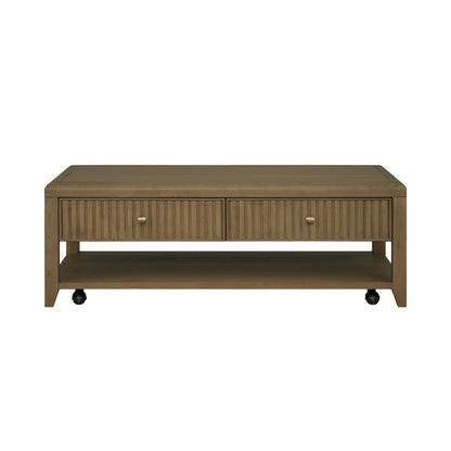 Reed - Rectangular Coffee Table With Casters - Driftwood Oak