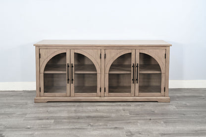 Elena - Modern Wood Display Cabinet With Arched Glass Doors