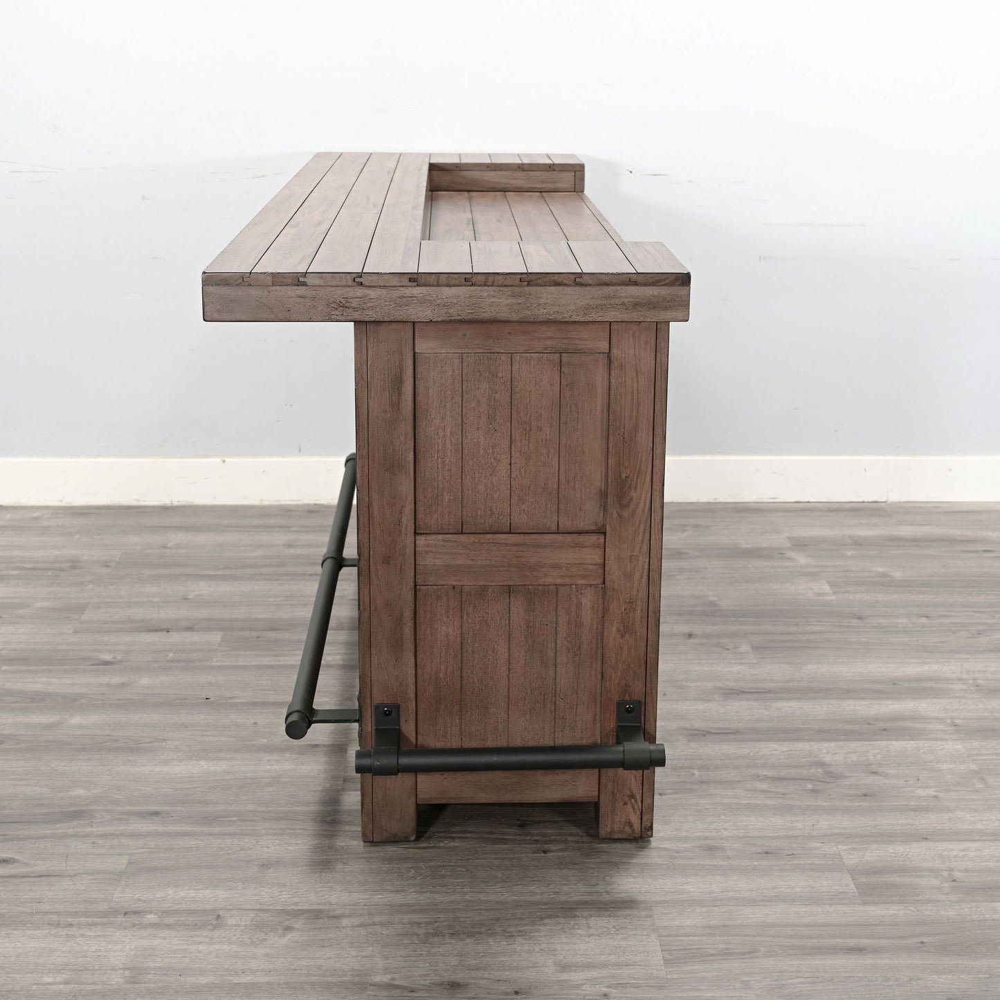 80" Traditional Wood Home 3 Piece Bar Set With Backless Stools - Buckskin