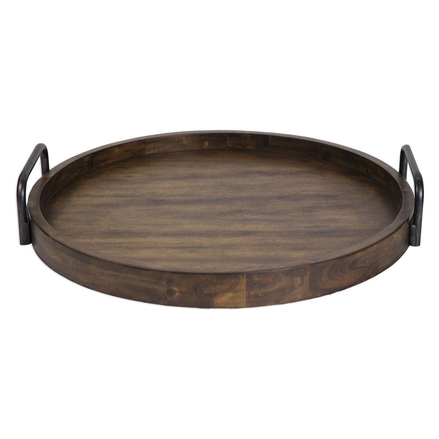 Reine - Round Wooden Tray - Dark Brown