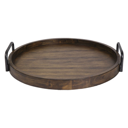 Reine - Round Wooden Tray - Dark Brown