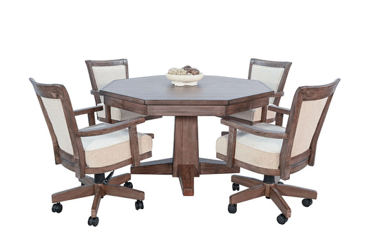 5 Piece Reversible Game And Dining Poker Table Set - Buckskin