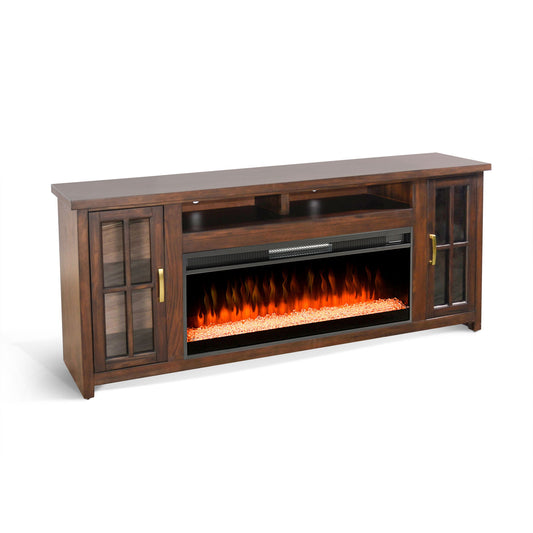 76" Media Console With Electric Fireplace