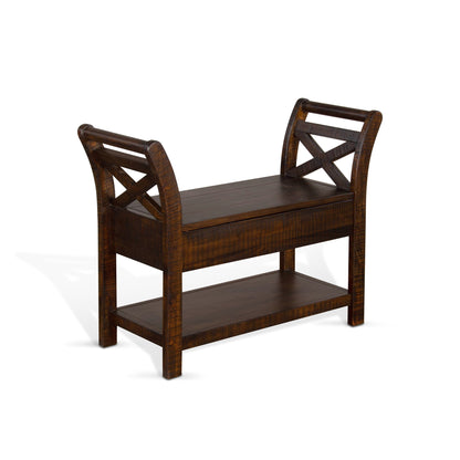 Homestead - Accent Bench With Storage, Wood Seat - Tobacco Leaf