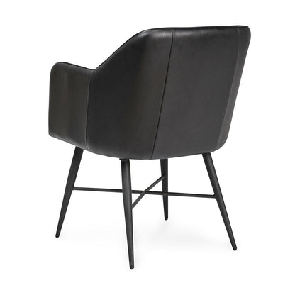 Leon - Leather Dining Chair - Jet Black
