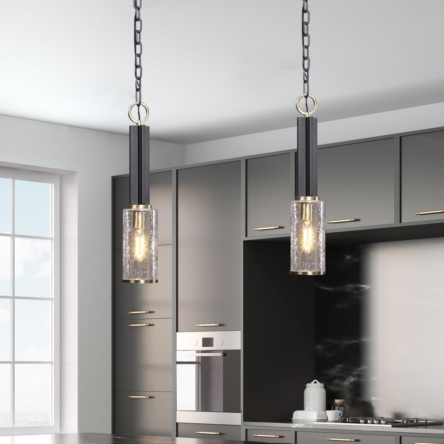 Jarsdel - 1 Light Industrial Mini Pendant - Black