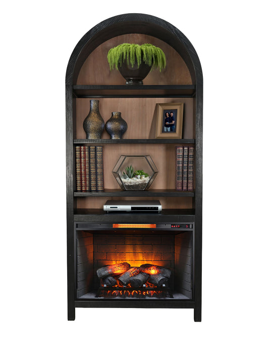 Chill Arch Bookcase With 33" Fireplace Option - Black