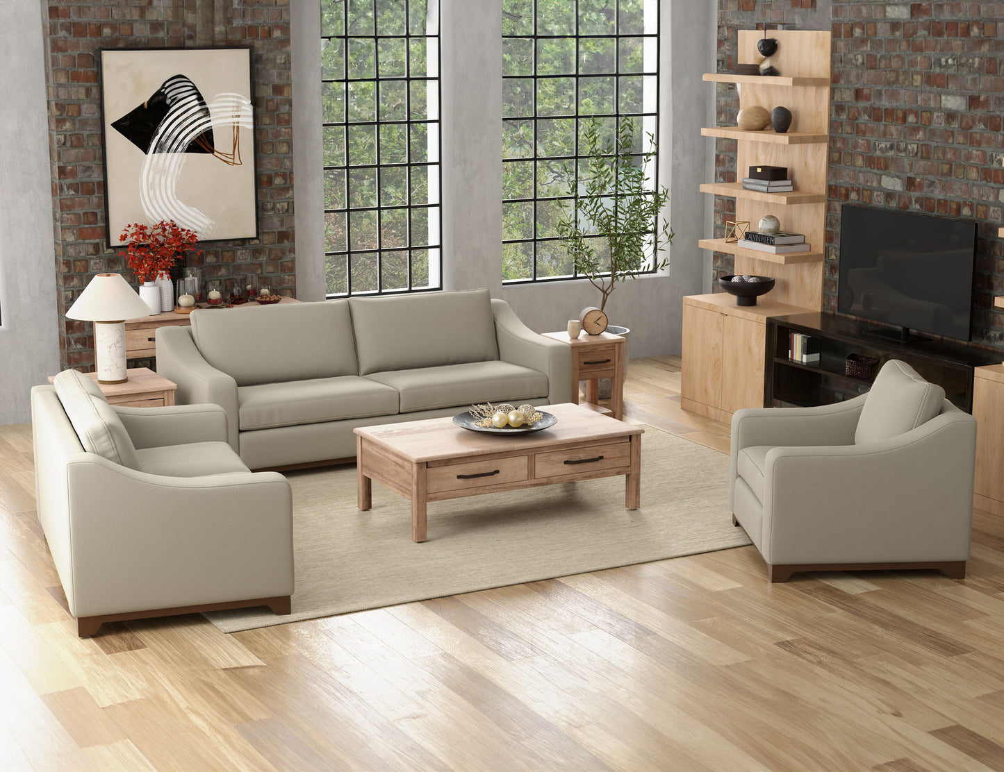 Natural Parota - Sofa - Almond Gray