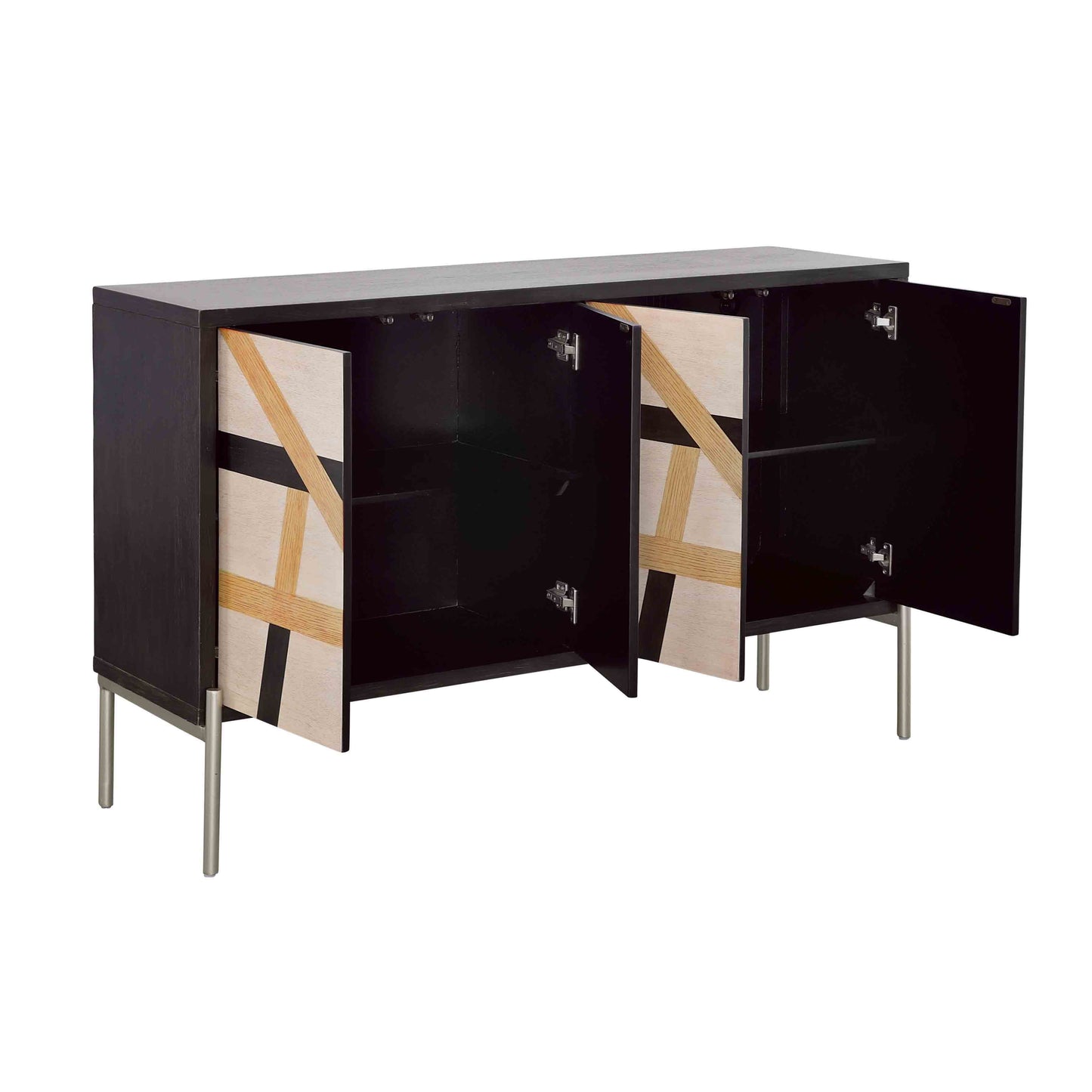 Sonia - Four Door Credenza - Black / Multicolor - Black / Multicolor