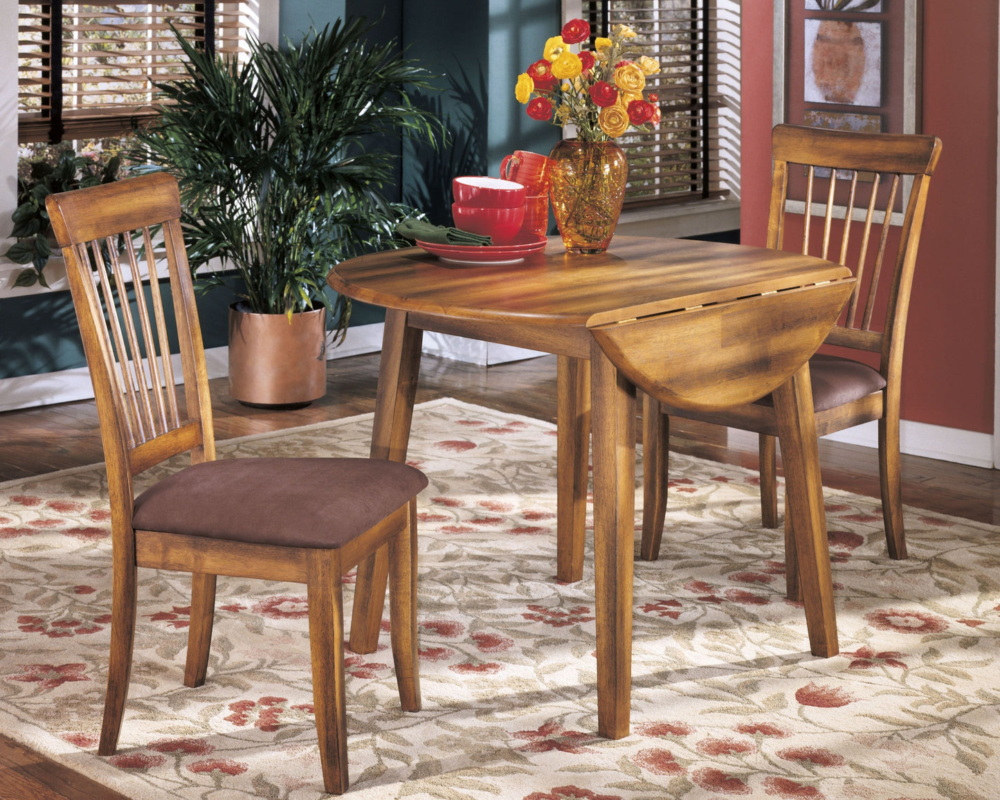 Berringer - Rustic Brown - Round Drm Drop Leaf Table