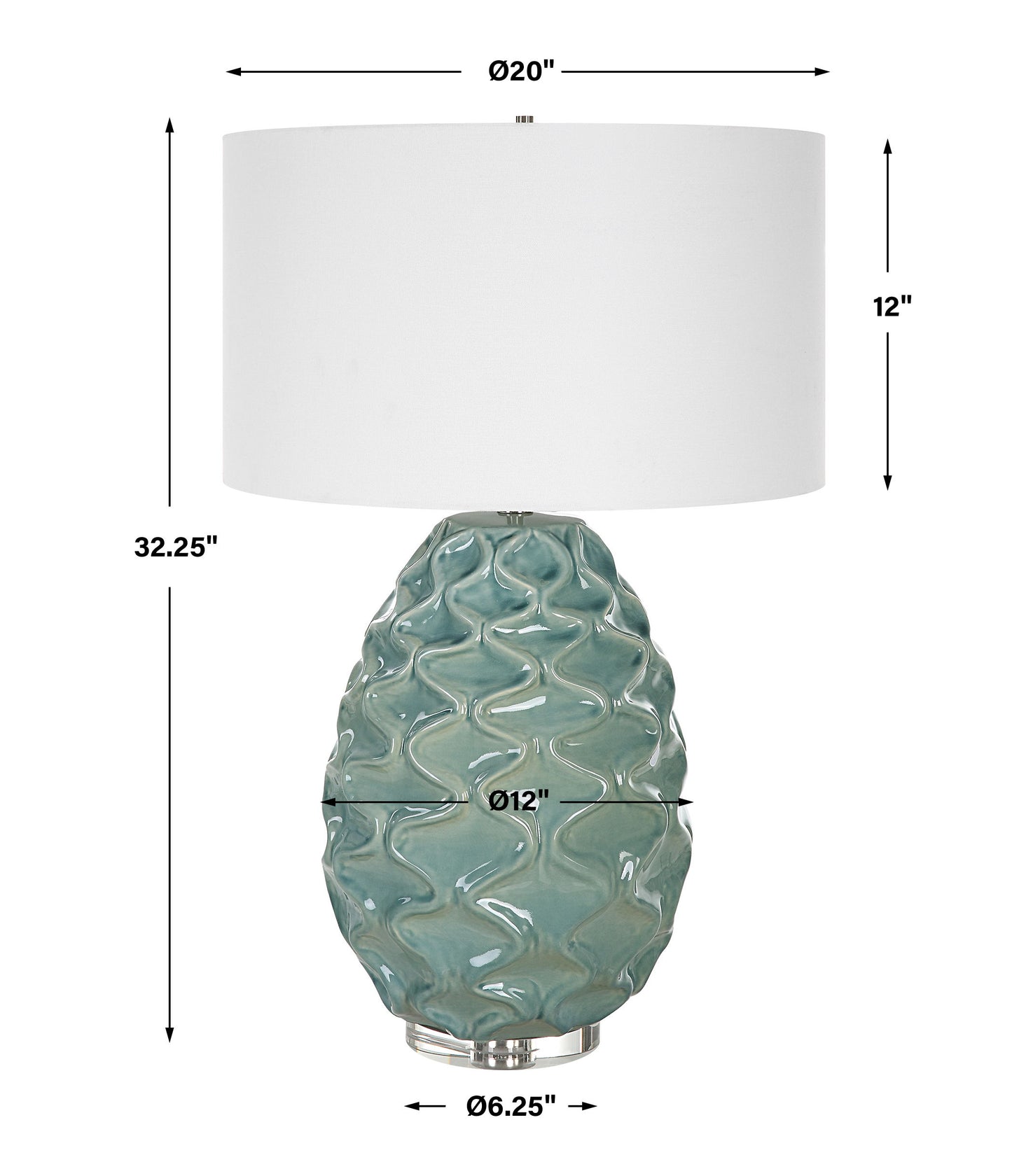 Laced Up - Sea Foam Glass Table Lamp