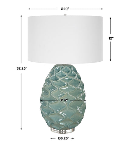 Laced Up - Sea Foam Glass Table Lamp