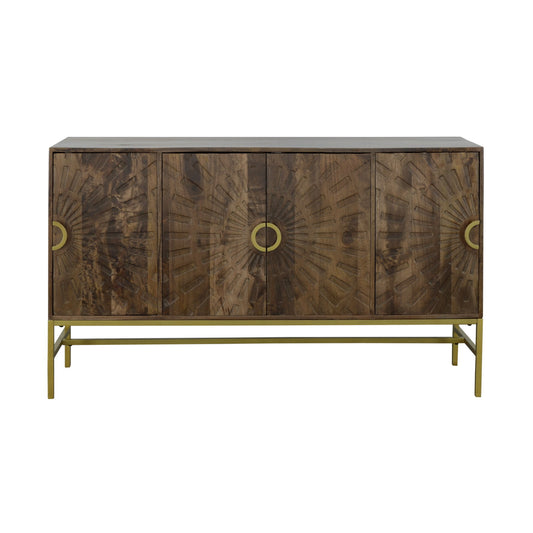 Raelynn - Four Door Credenza - Blazer Brown / Gold