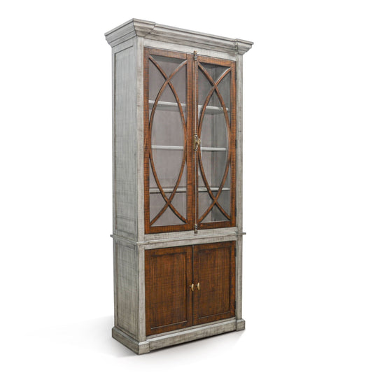 Homestead Hills - Two-Tone Display Cabinet With Glass Doors - Tobacco Leaf / Alpine Gray