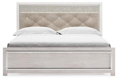 Altyra - King Panel Bed With Upholstered Headboard - White