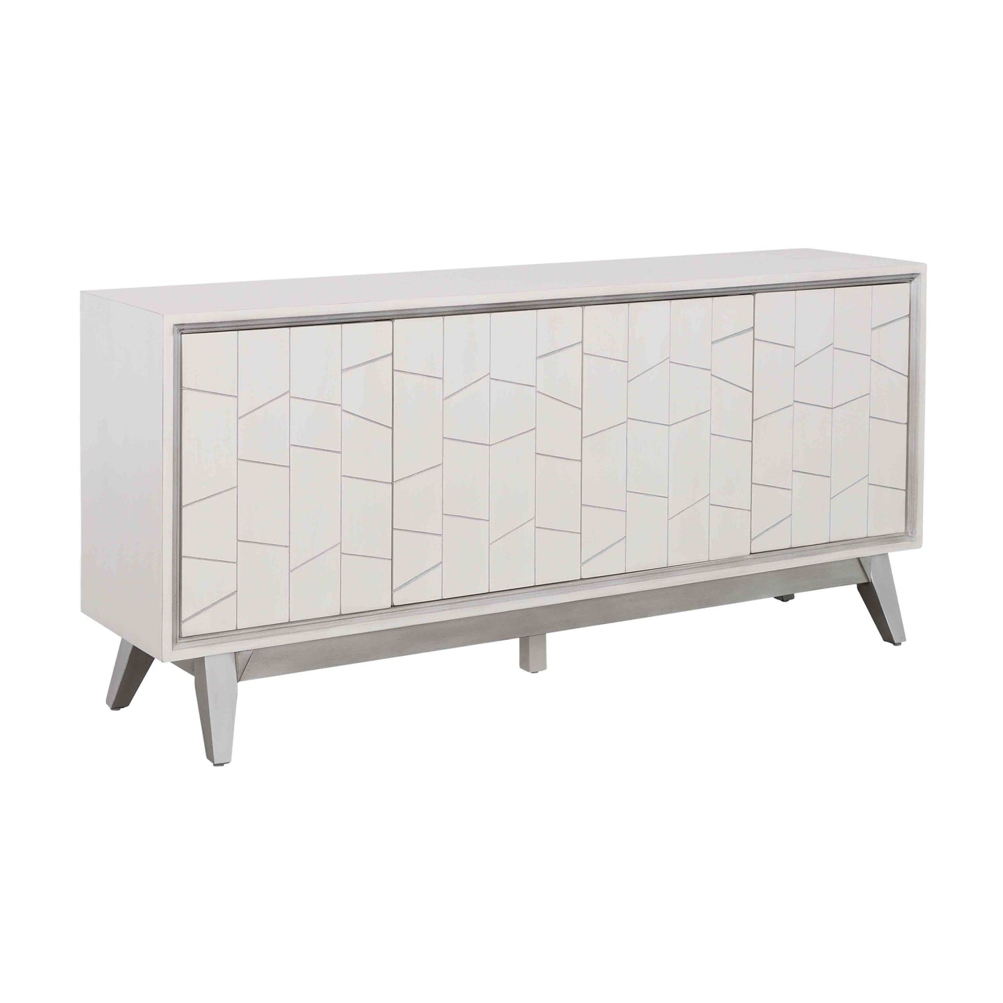 Summit - Four Door Credenza - White / Silver