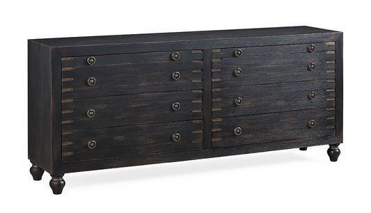 Hope - Six Drawer Two Pullout Shelf Credenza - Marksim Black rub