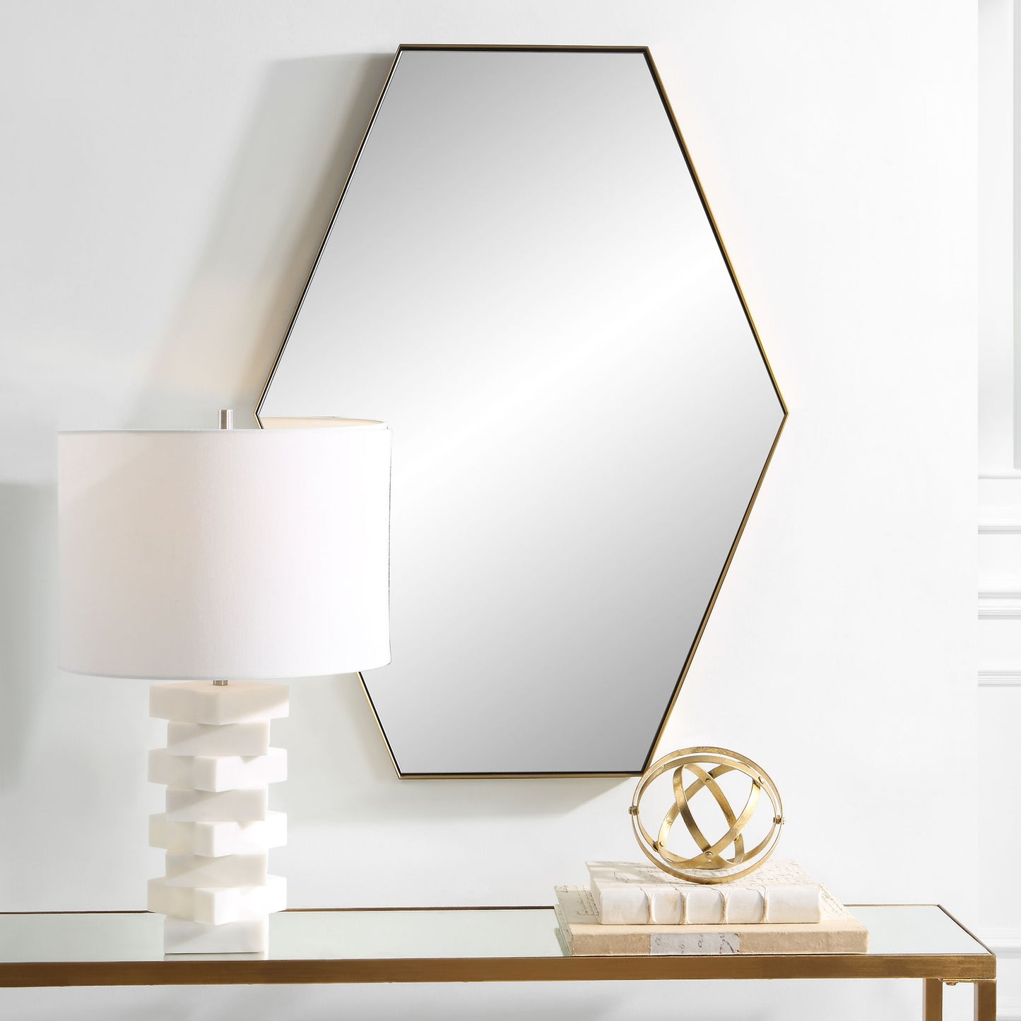 Ankara - Brass Hexagon Mirror