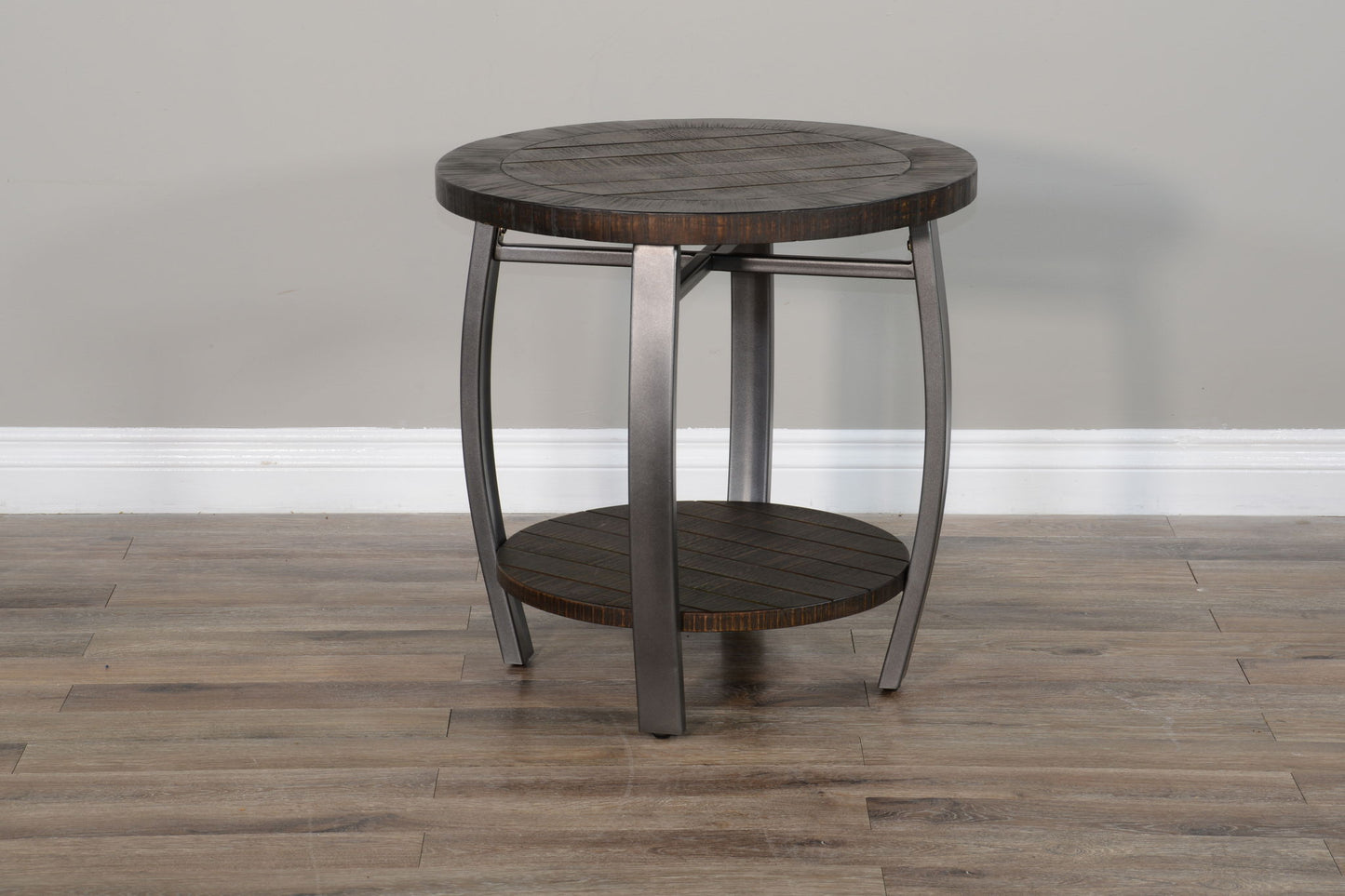 Homestead - Mahogany Wood & Metal End Table - Tobacco Leaf