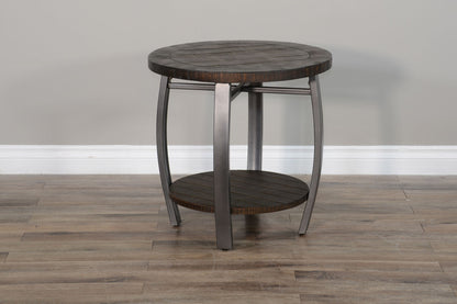 Homestead - Mahogany Wood & Metal End Table - Tobacco Leaf