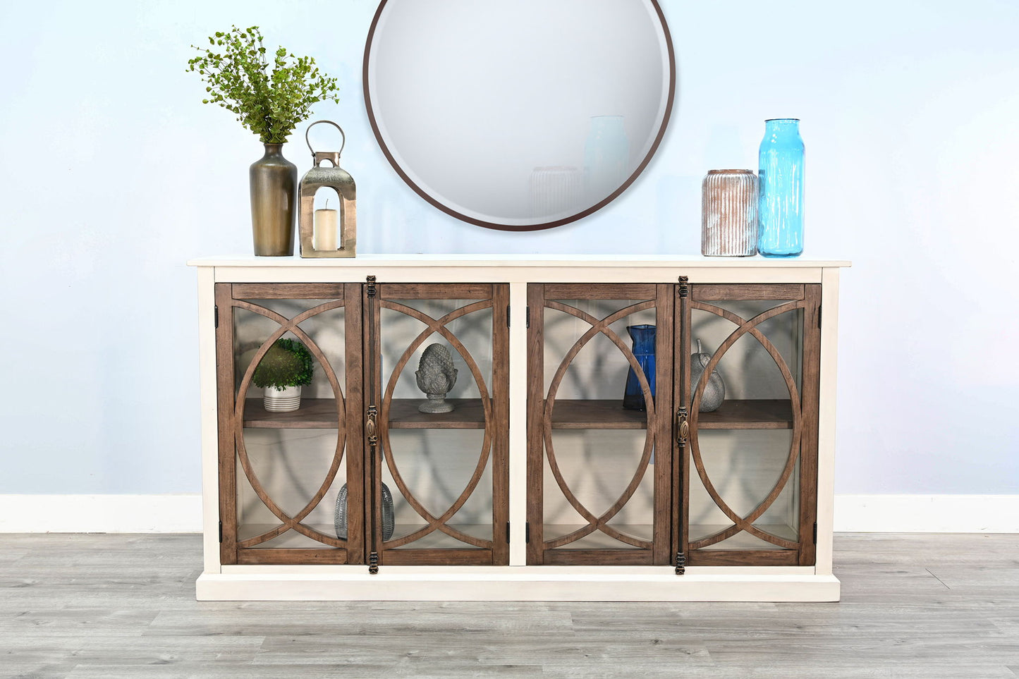 78" Media Console - Buckskin / Marble White