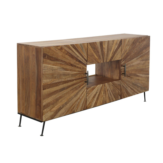 Sunburst - Two Door Two Drawer Credenza - Rayz Brown / Black Metal