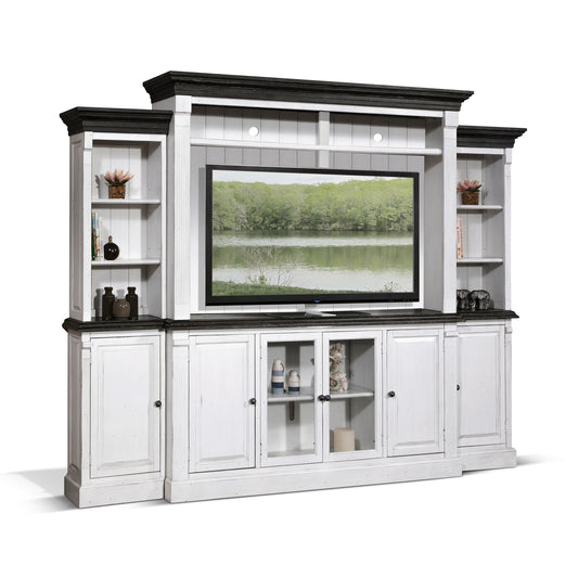 Carriage House - Entertainment Wall - Cottage White / Europen Dark