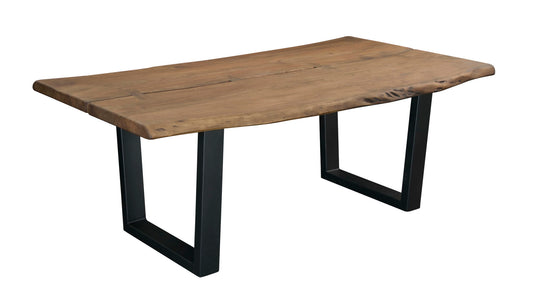 Sequoia - Industrial Style Solid Acacia Wood Table With Live Edge And Iron Legs