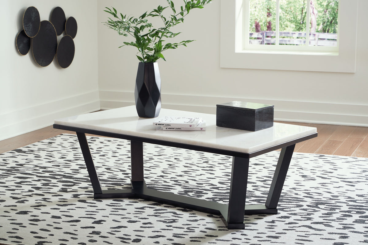 Fostead - Rectangular Cocktail Table - White / Espresso