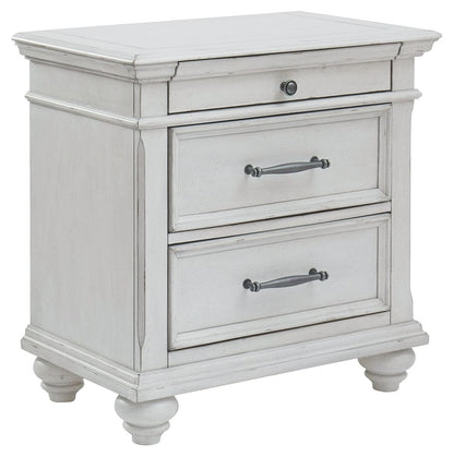 Kanwyn - Whitewash - Three Drawer Night Stand