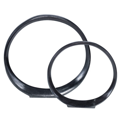 Orbits - Ring Sculptures (Set of 2) - Black