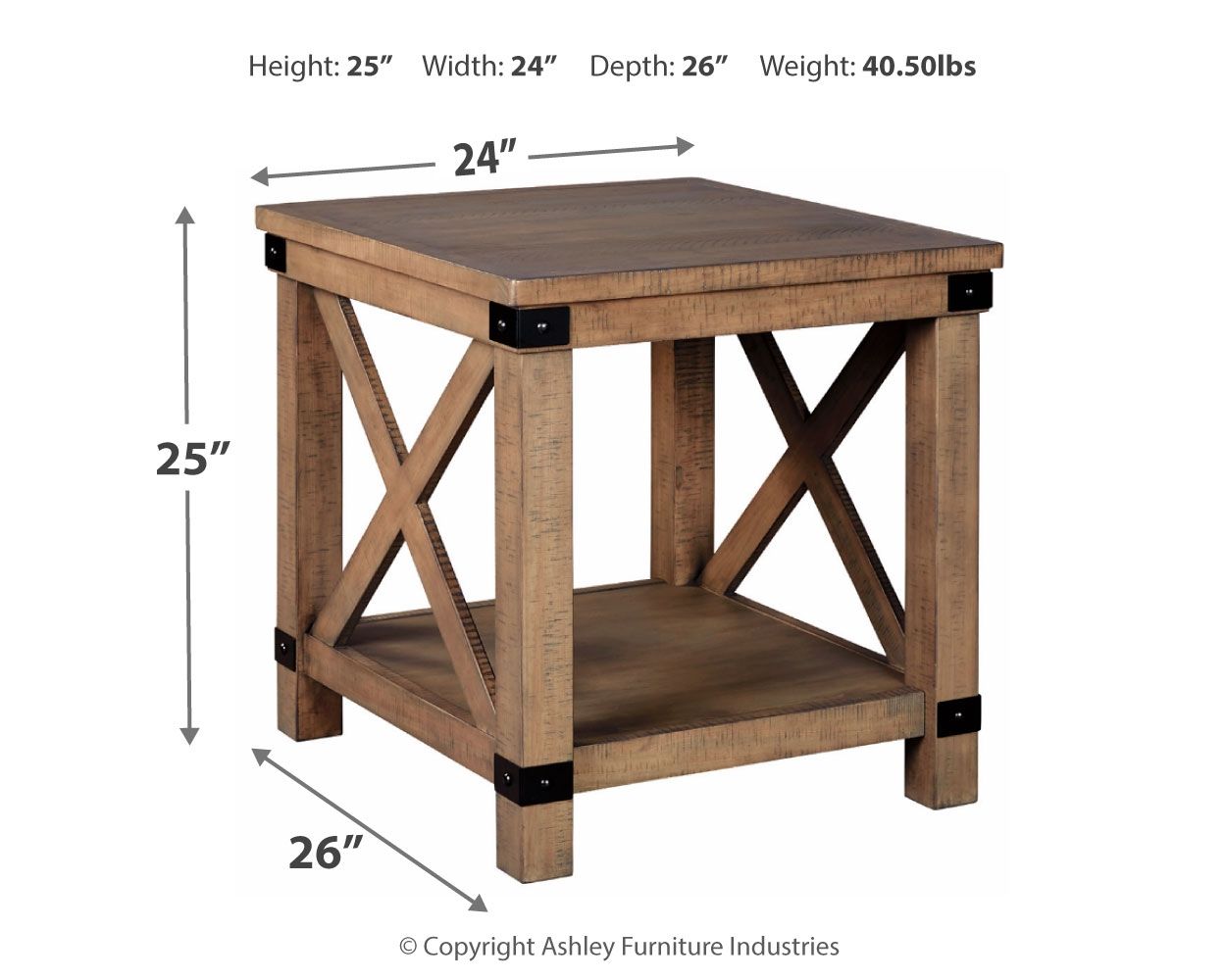 Aldwin - Gray - Rectangular End Table - Crossbuck Styling