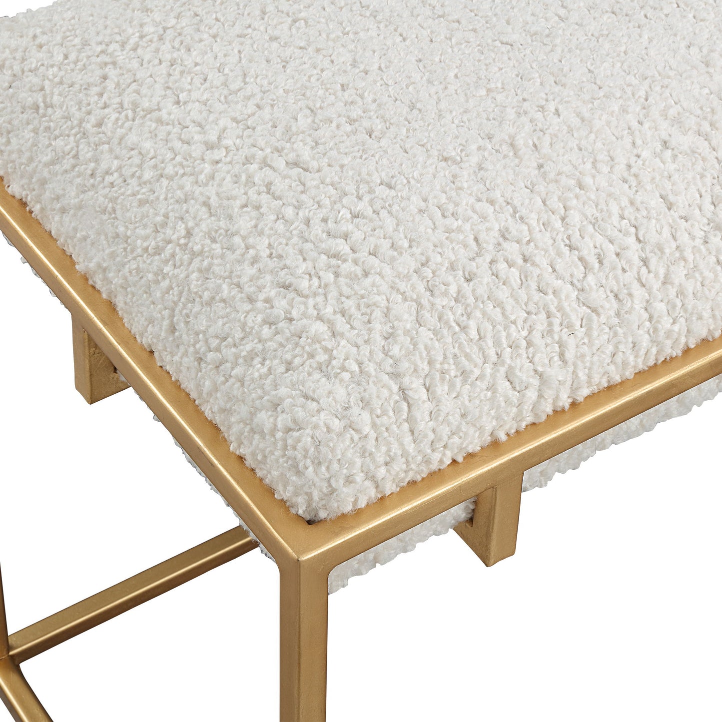 Paradox - Small Shearling Bench - Gold & White