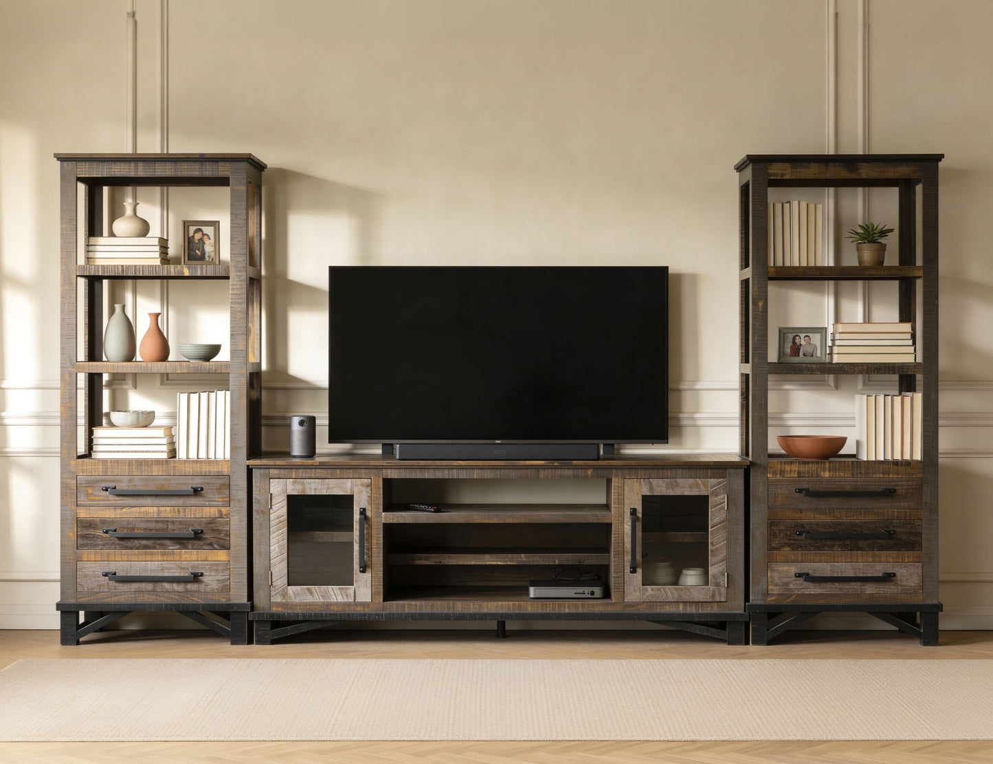 Loft - TV Stand / Wall Unit - Two Tone Gray / Brown