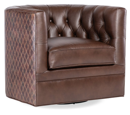 CC - Lennox Tufted Swivel Chair - Brown