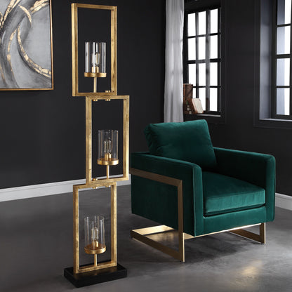 Cielo - Staggered Rectangles Floor Lamp - Gold